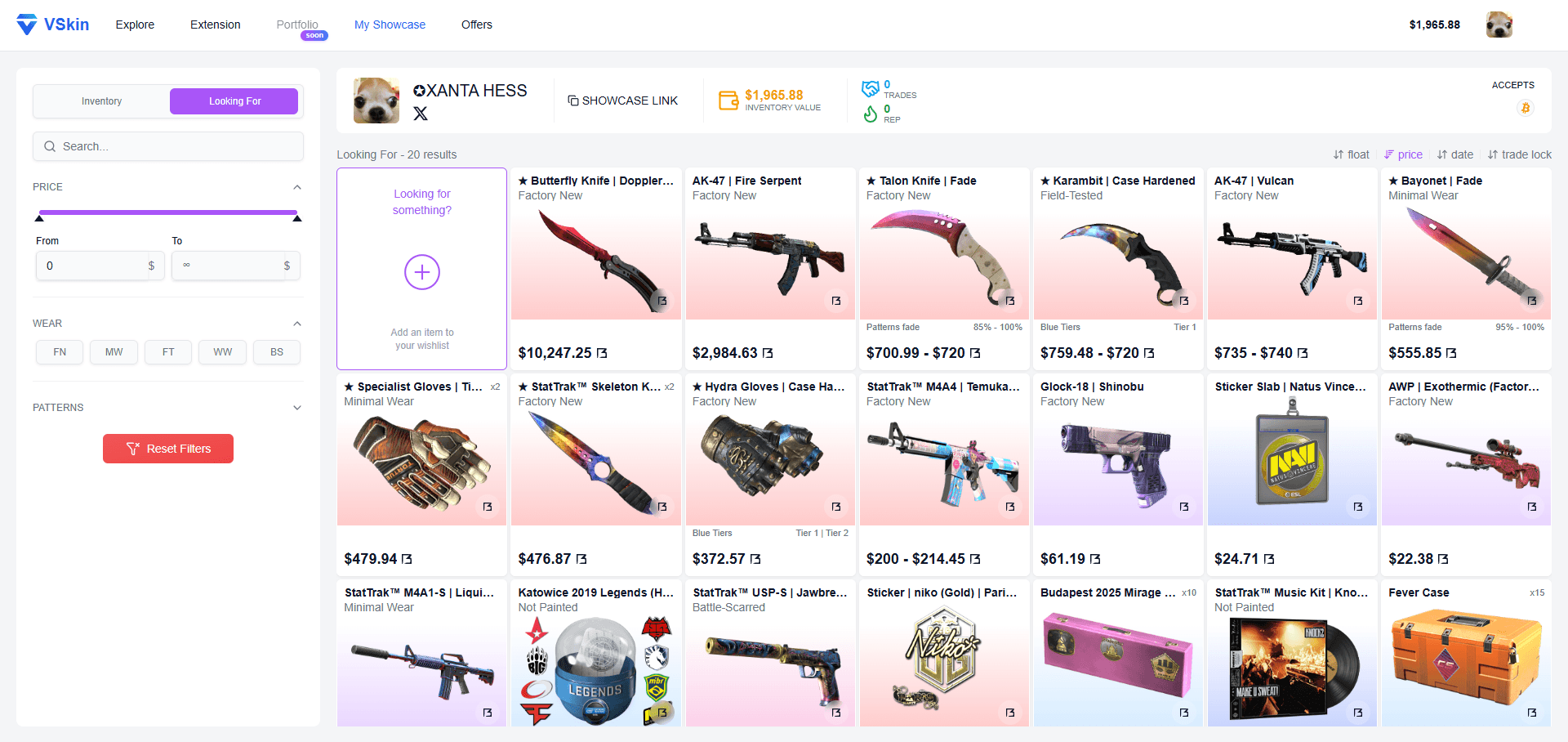 VSkin showcase - wanted items
